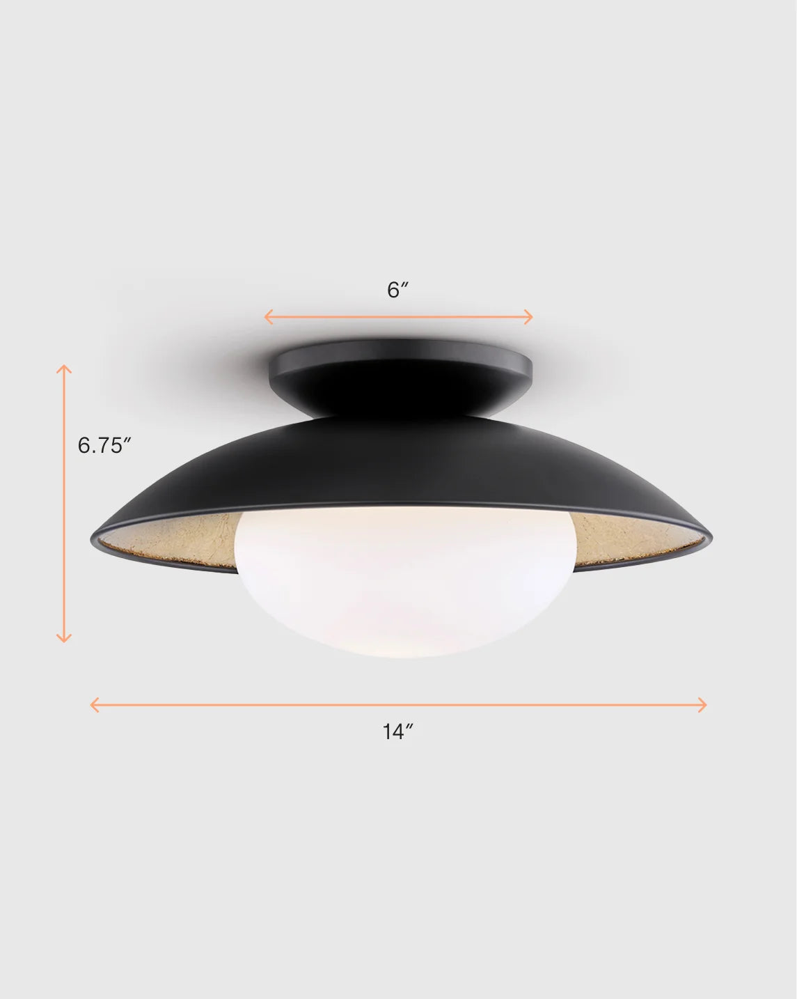 Steel and Gold Foil Flush Mount - One Size / White