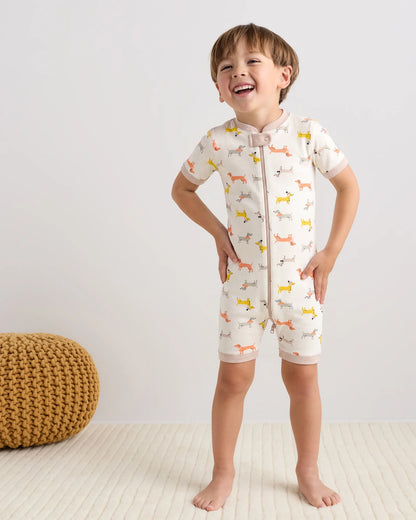100% Organic Cotton Shortie Onesie Pajama - 2T / Navy Stripe