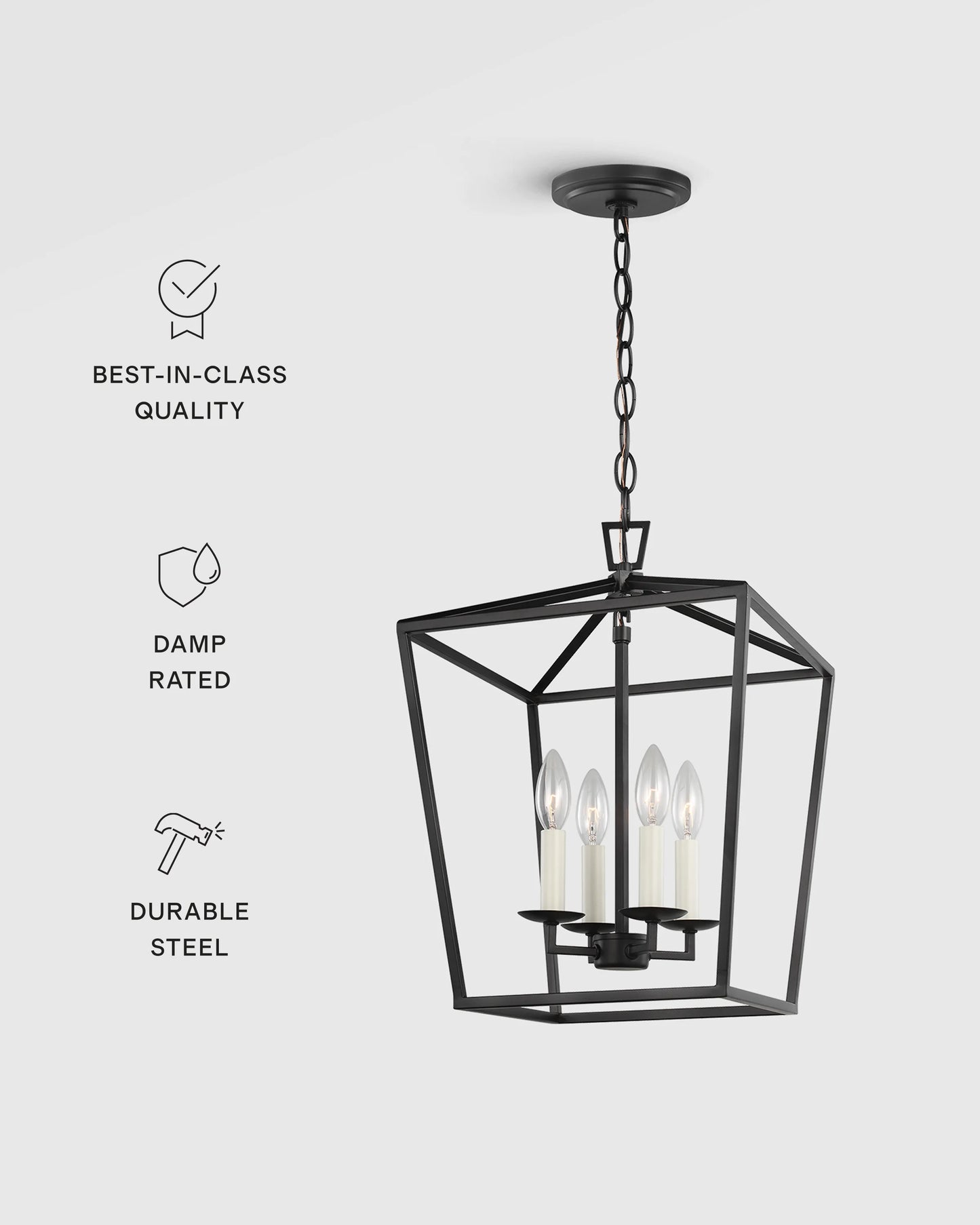 Traditional Steel Lantern Pendant - Small / Brass