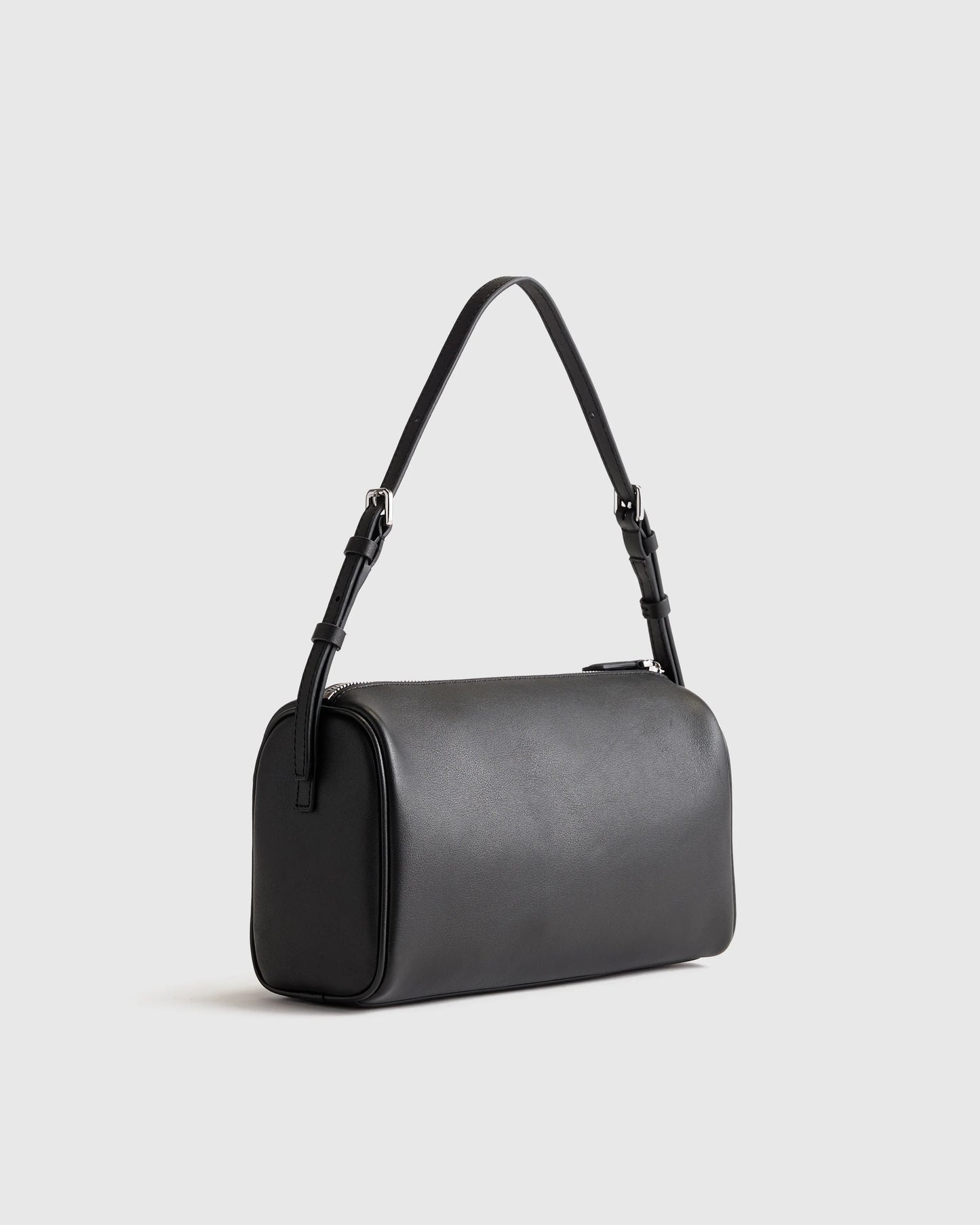 Italian Leather Mini Barrel Shoulder Bag - One Size / Dark Brown
