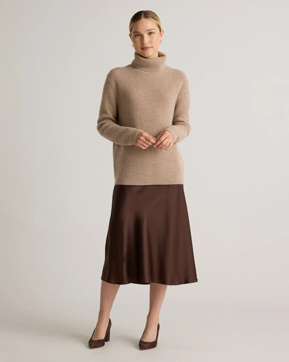 100% Washable Silk Skirt - XS / Champagne