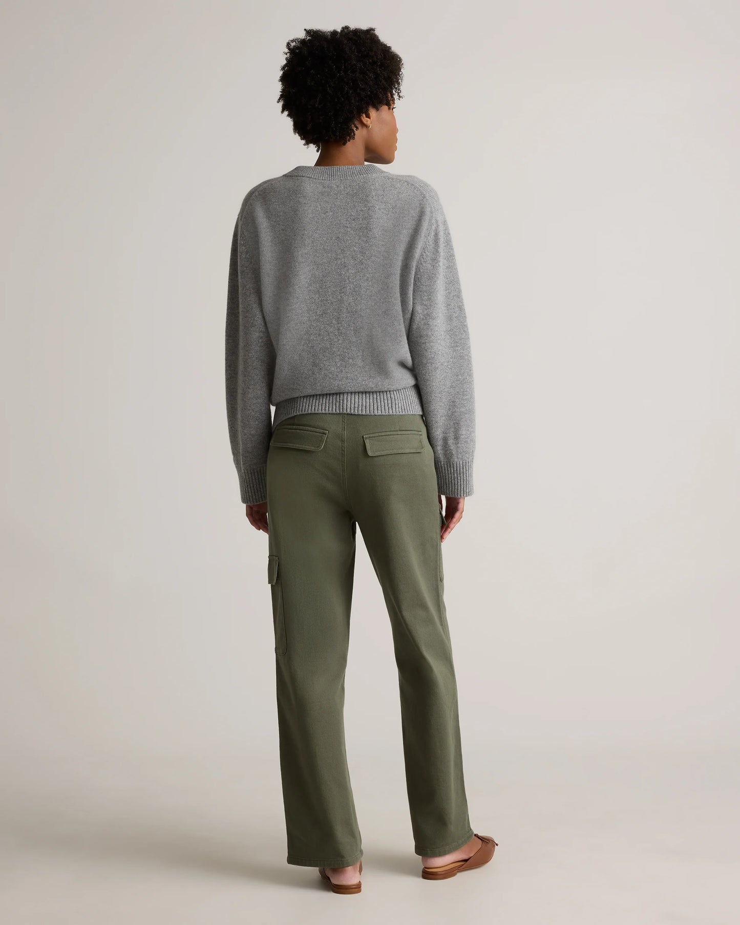 Organic Stretch Cotton Twill Cargo Pants - 0 / Light Khaki