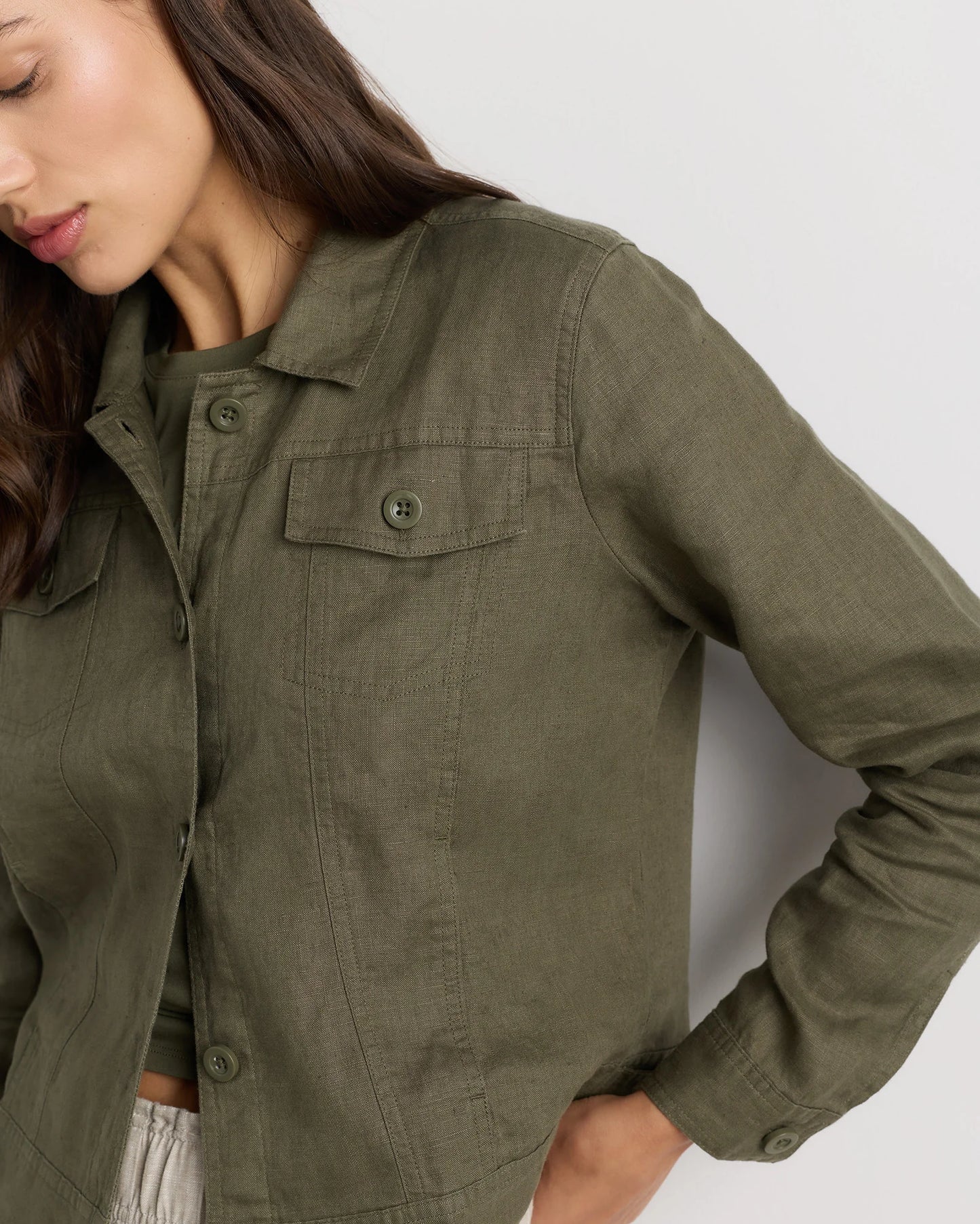 100% European Linen Jacket - XS / Flax