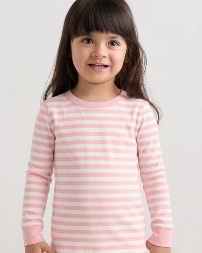 100% Organic Cotton Long Sleeve and Pant Pajama Set - 2T / Navy Stripe