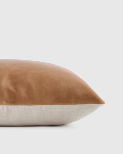 Solid Leather Pillow Cover - 20x20 / Cognac