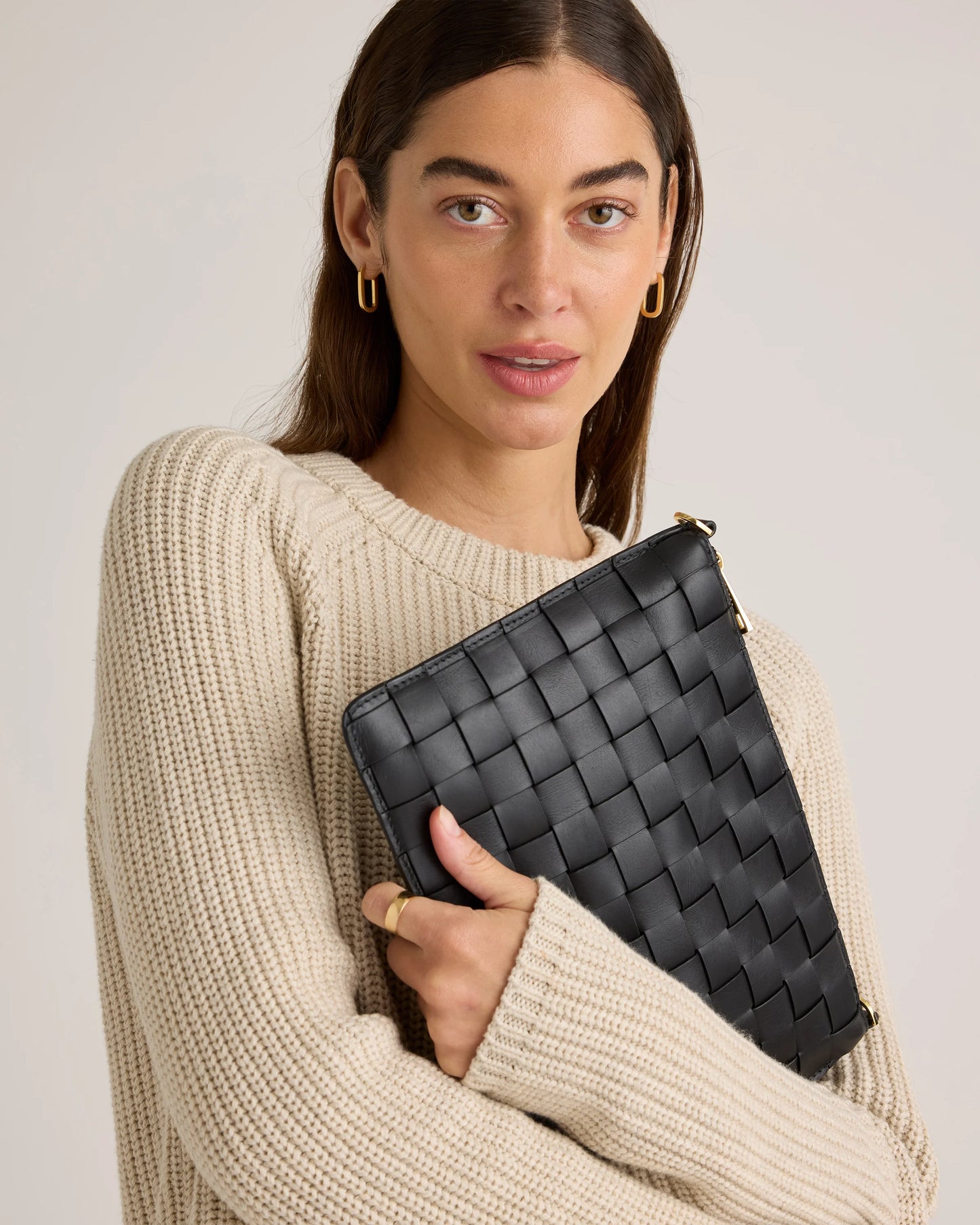 Italian Leather Handwoven Convertible Crossbody - One Size / Cognac