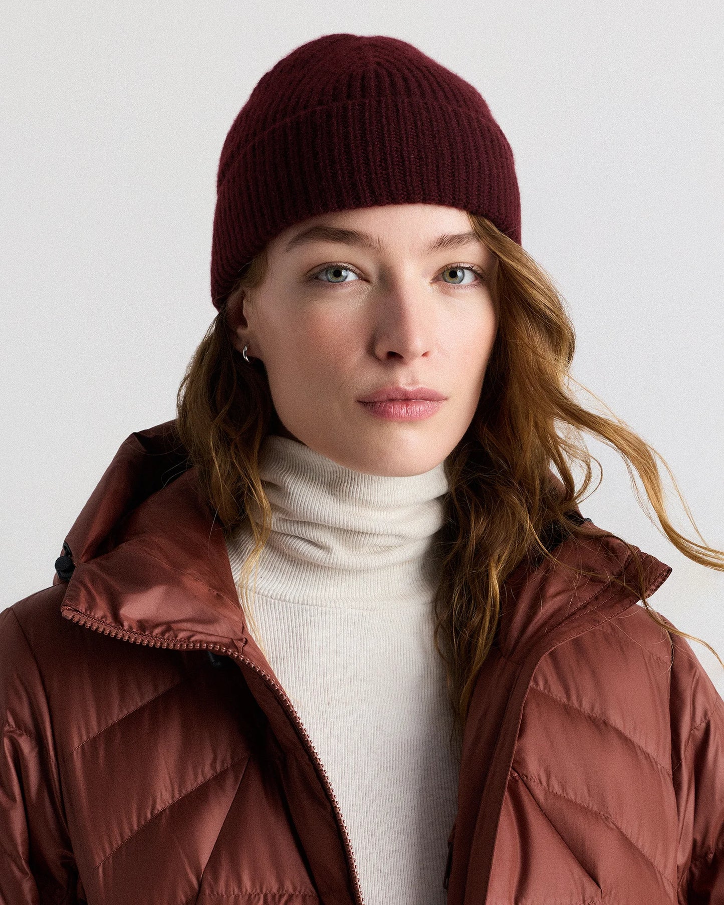 Mongolian Cashmere Ribbed Beanie - XS/S / Heather Charcoal