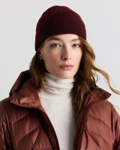 Mongolian Cashmere Ribbed Beanie - XS/S / Heather Charcoal