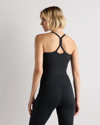 Ultra-Soft Y-Back Cropped Bra Tank - XS / Heather Black