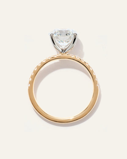Lab Grown Diamond Round Petite Pave Engagement Ring - 2.5ct - 4 / Yellow Gold