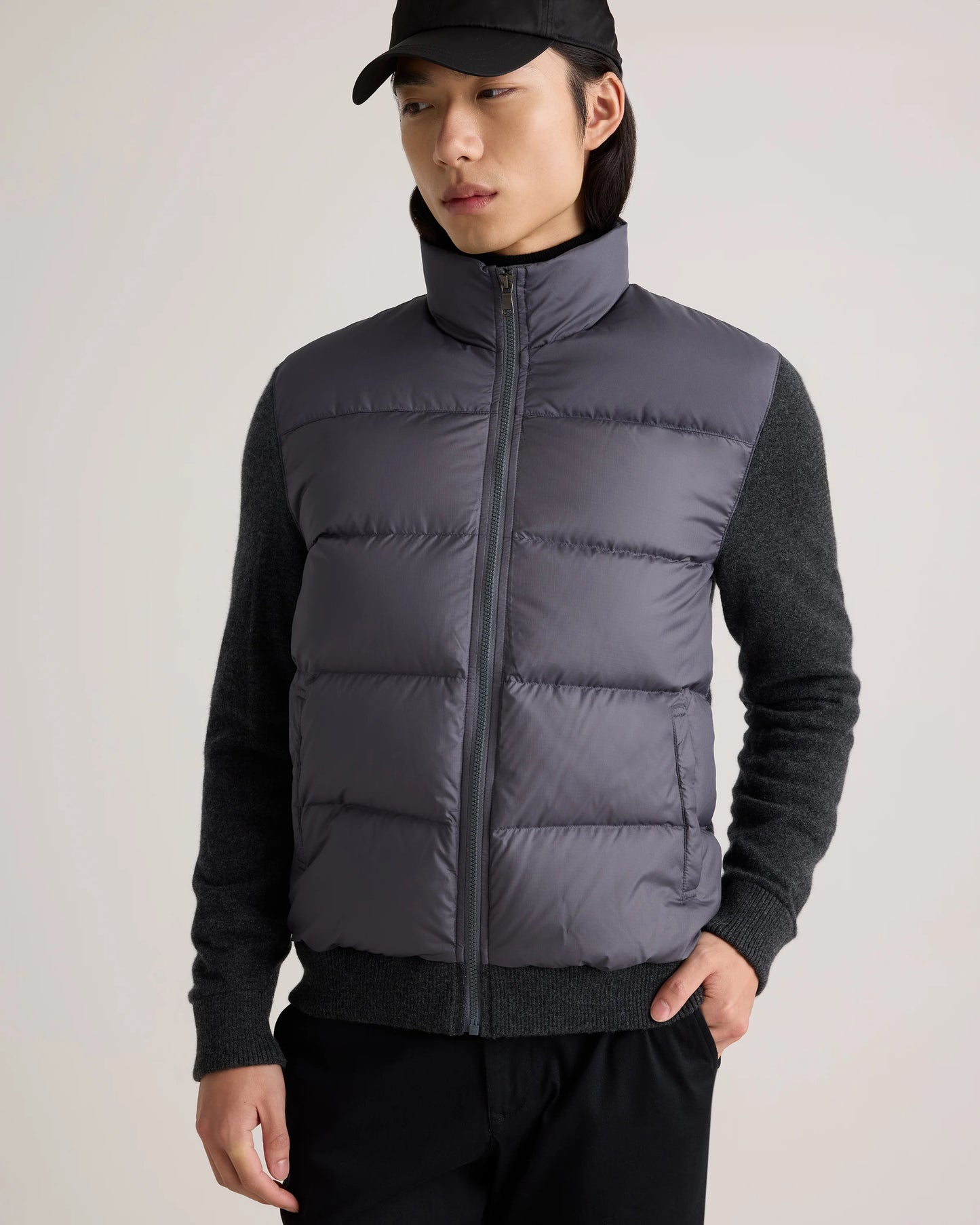 Mixed Media Down and Cashmere Jacket - S / Black