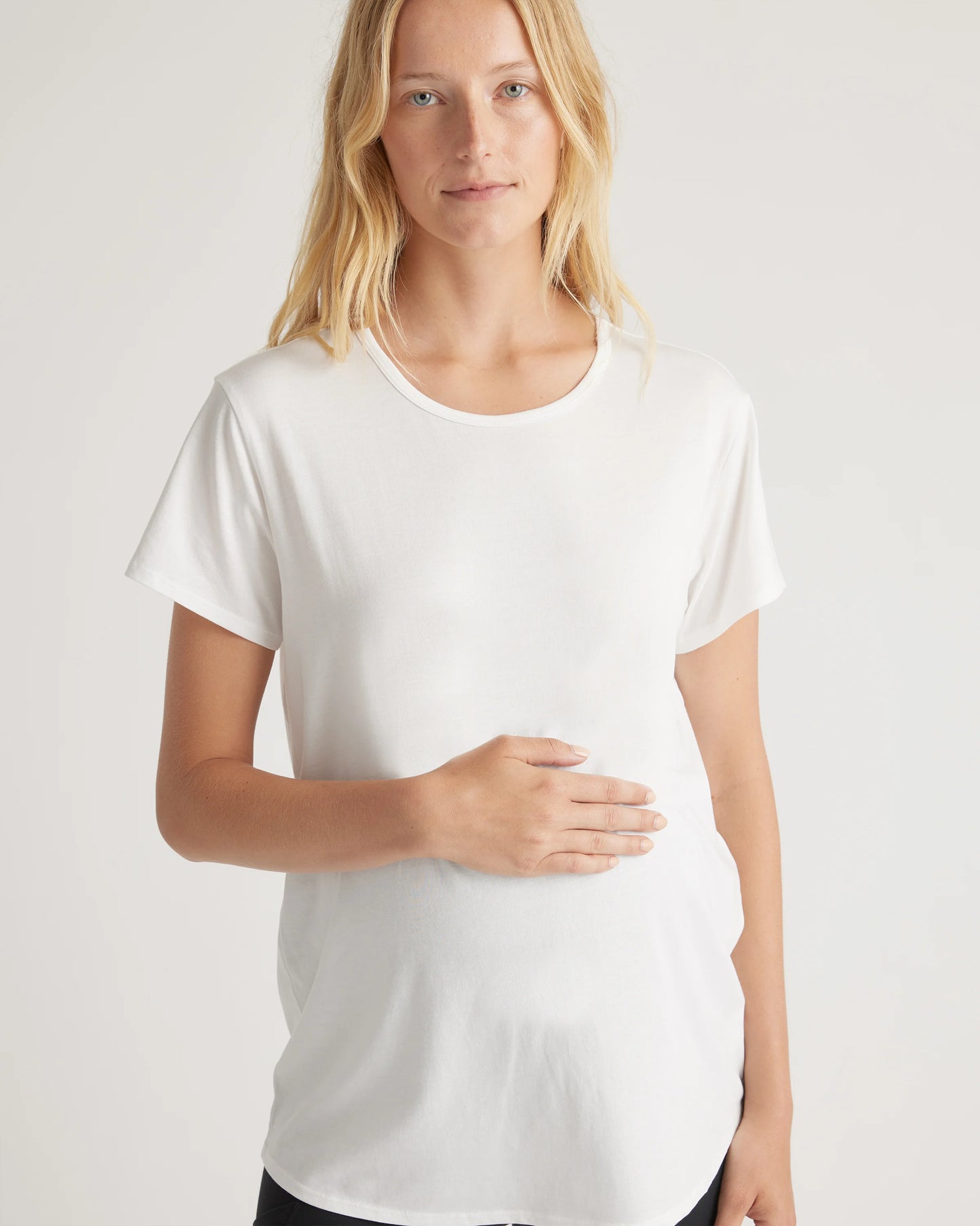 Cotton Modal Maternity Crew Neck Tee (2-pack) - XS / Black/Redwood Brown
