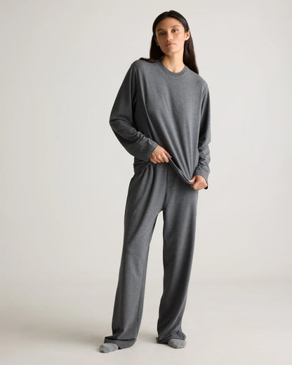 Dream Lounge Oversized Long Sleeve Pajama Set - XS / Light Heather Grey