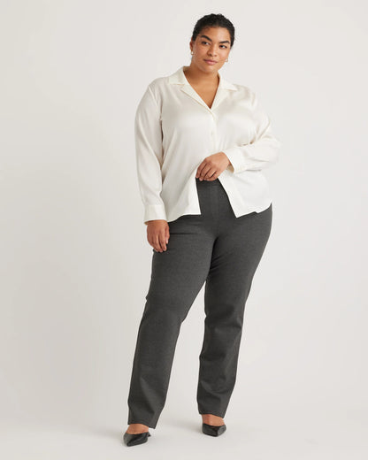 Ultra-Stretch Ponte Straight Leg Pants - 1X / Charcoal