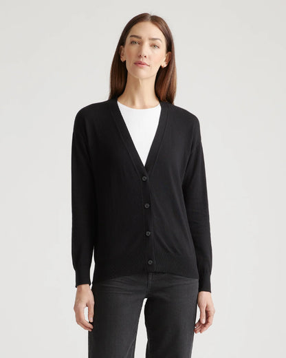 Lightweight Cotton Cashmere Cardigan - XS / Heather Oatmeal