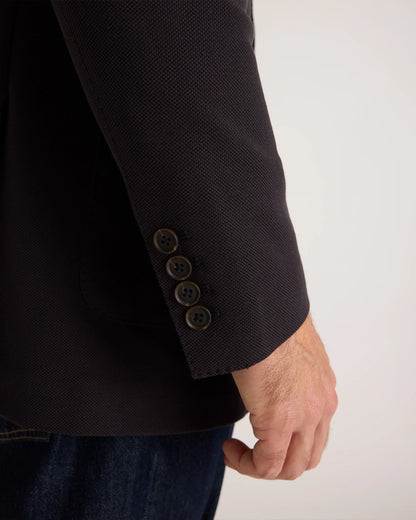 Cotton Pique Knit Blazer - XS / Heather Charcoal