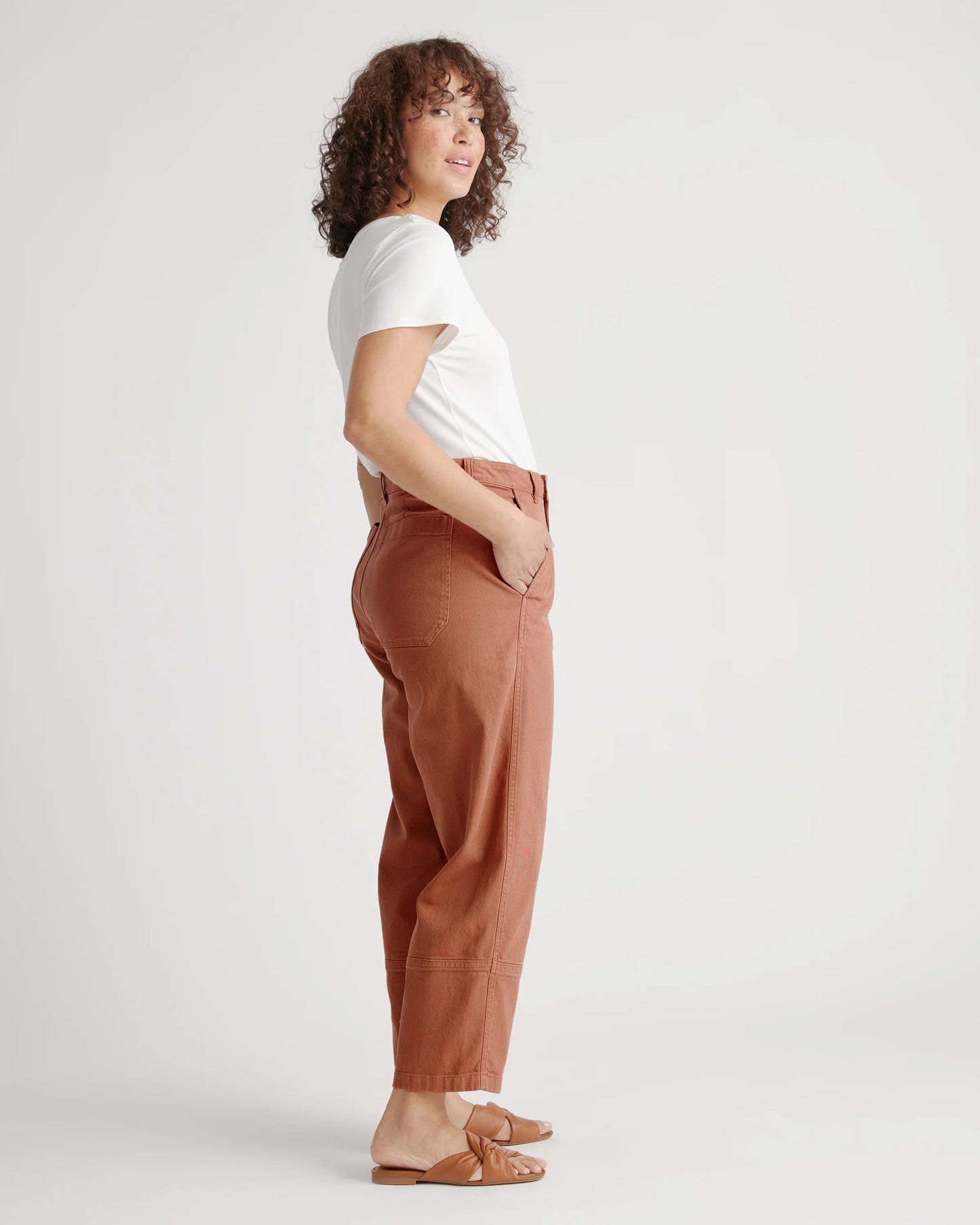 Organic Stretch Cotton Twill Barrel Pants - 0 / Olive