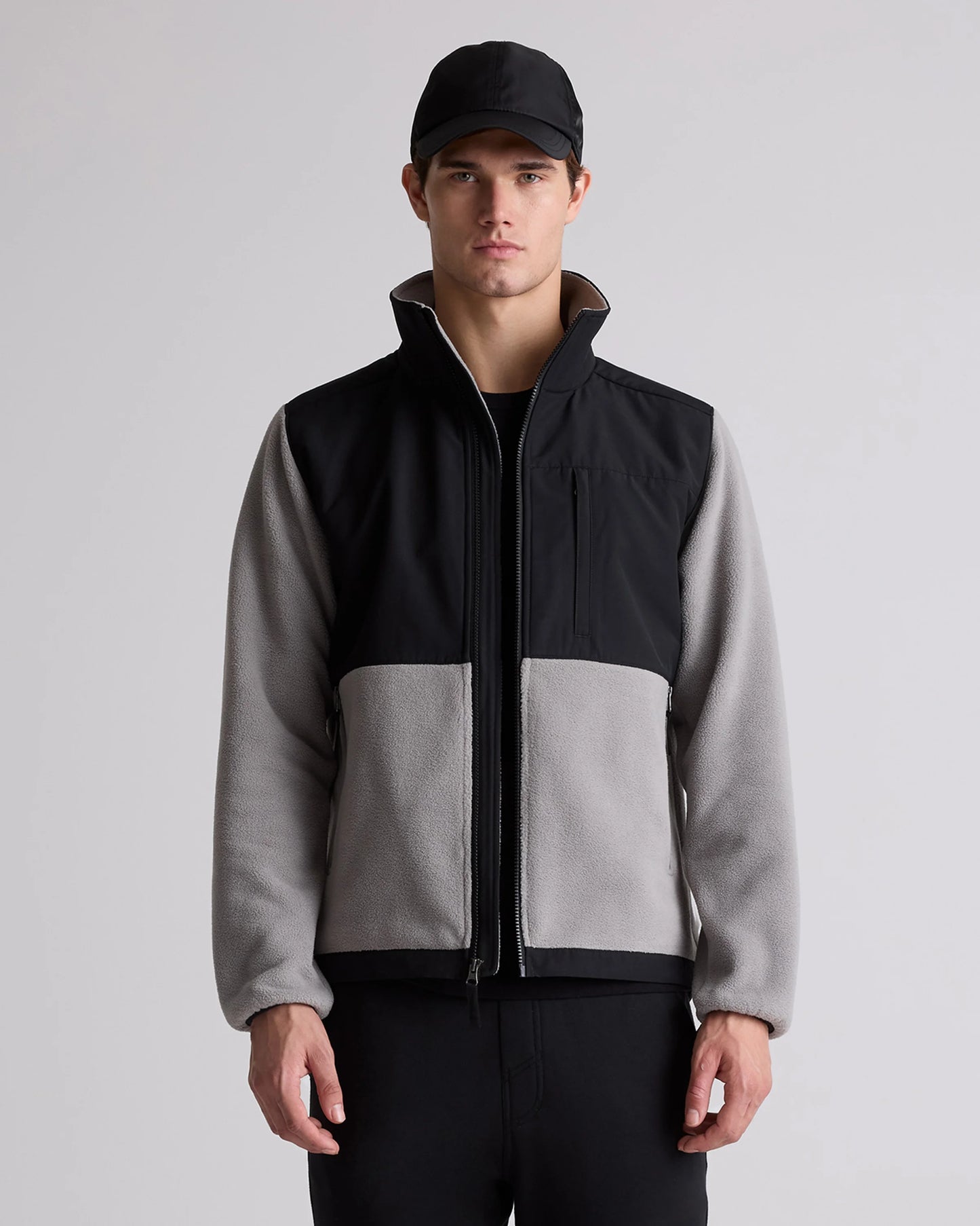Polar Fleece Full-Zip Jacket - S / Gravel/Bold Black