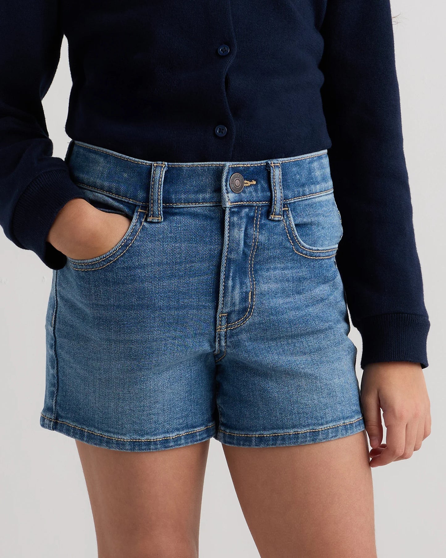 Girls Stretch Denim Short - 6 / Medium Wash