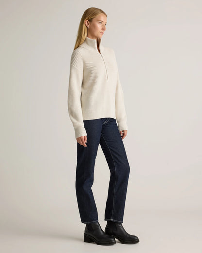 Australian Merino Wool Half Zip Sweater - XS / Heather Grey