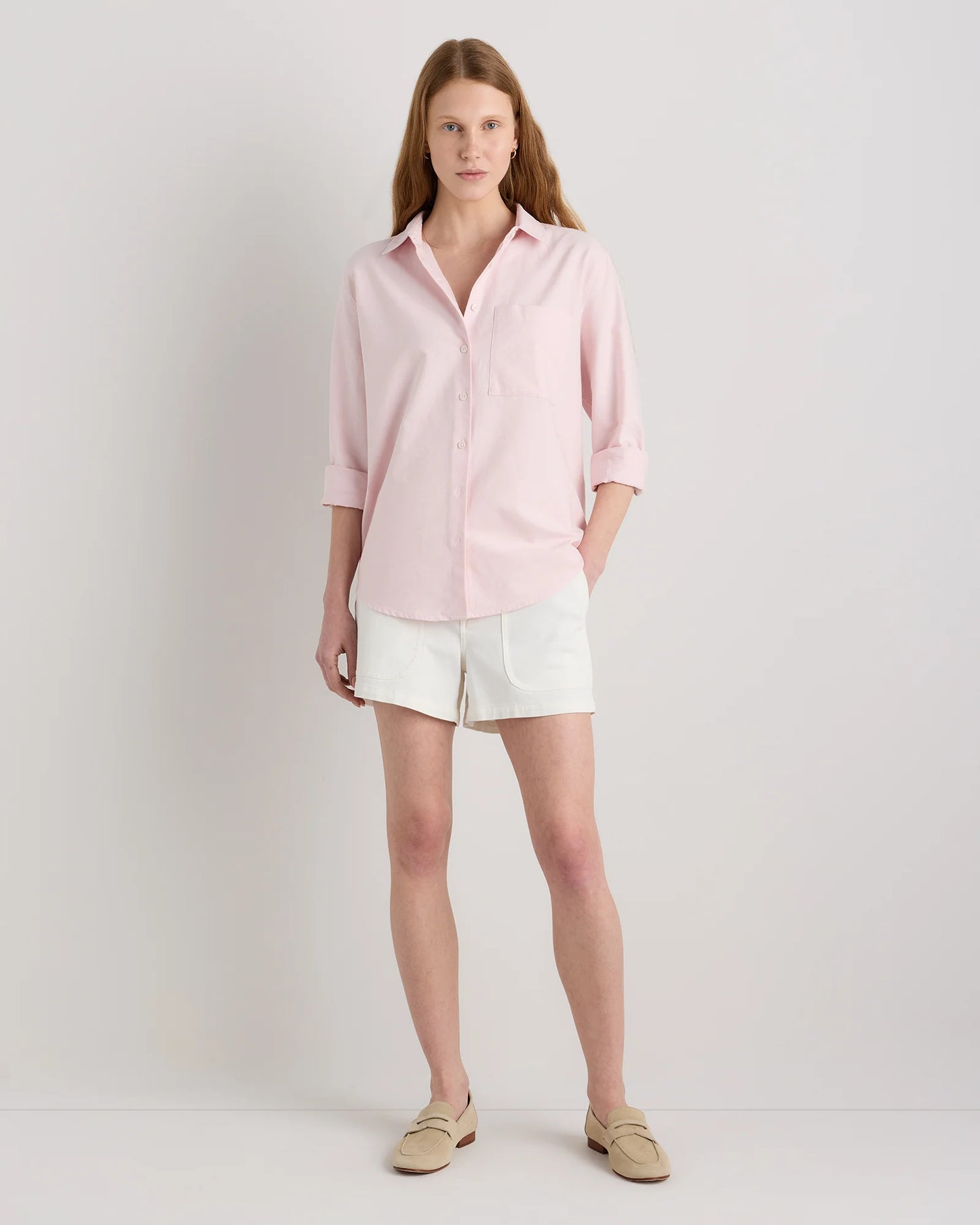 Organic Cotton Relaxed Oxford Shirt - XS / Opal Pink