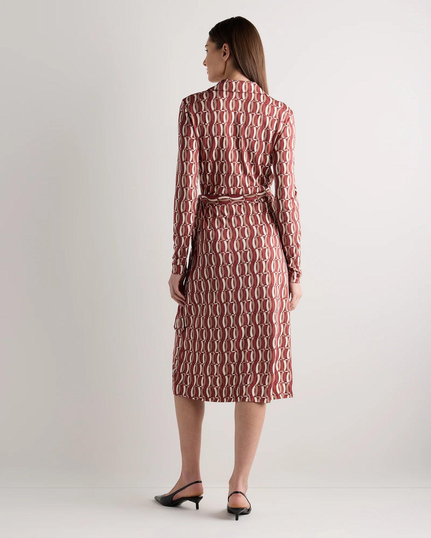 100% Silk Jersey Midi Wrap Dress - XS / Crimson Prism