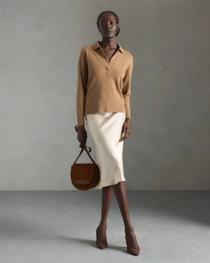 100% Washable Silk Skirt - XS / Champagne