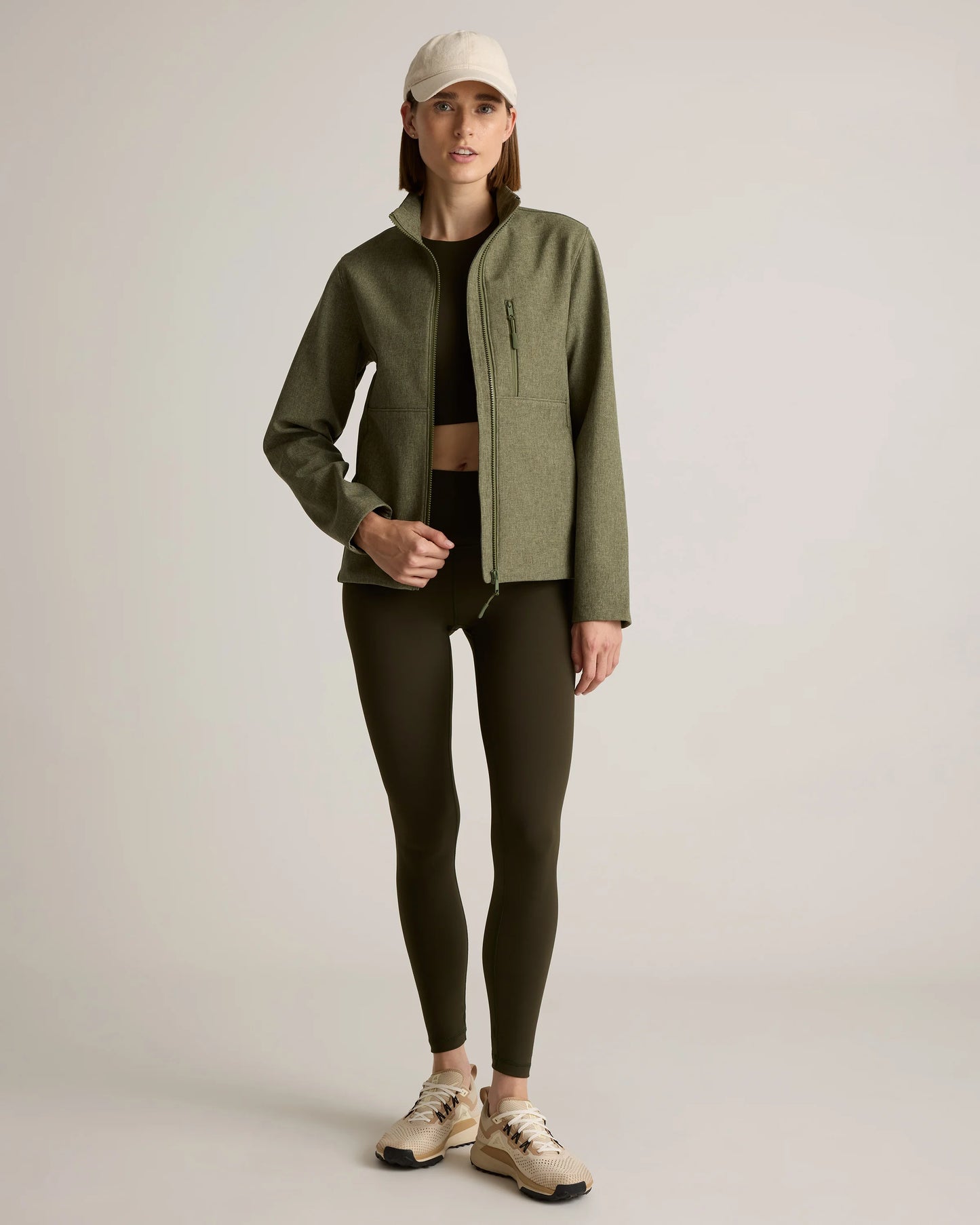Softshell Fleece-Lined Full-Zip Jacket - XS / Heather Deep Navy