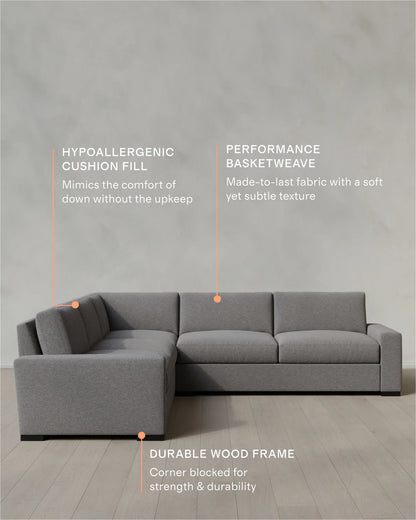 Stillman L Sectional in Performance Basketweave - 116x116 / Flax