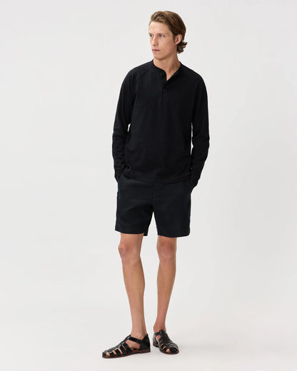 100% Organic Cotton Slub Long Sleeve Henley - S / Deep Navy