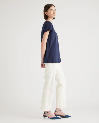 Cotton Modal Crew Neck Swing Tee - XS / White