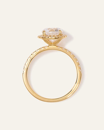 Lab Grown Diamond Round Halo Pave Engagement Ring - 1.50ct - 4 / Yellow Gold