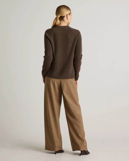 Mongolian Cashmere Fisherman Crewneck Sweater - XS / Teak