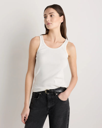 Organic Cotton Micro-Rib Scoop Neck Tank - XS / Moonstone Blue