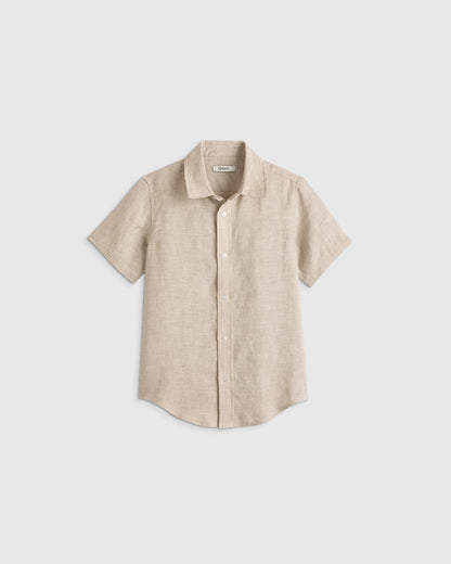 100% European Linen Short Sleeve Shirt - 2T / Flax