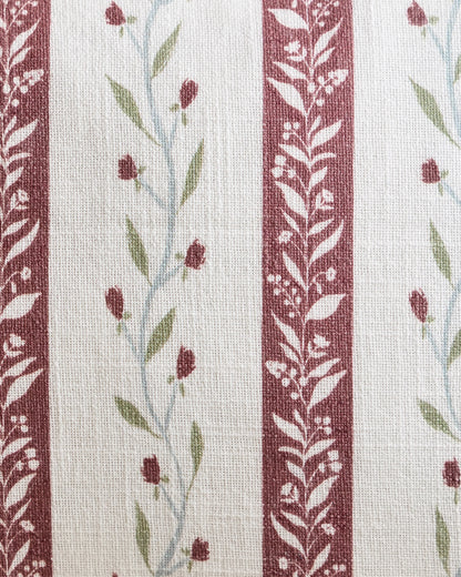 Floral Vine Cotton Pillow Cover - 12x20 / Light Blue Stripe