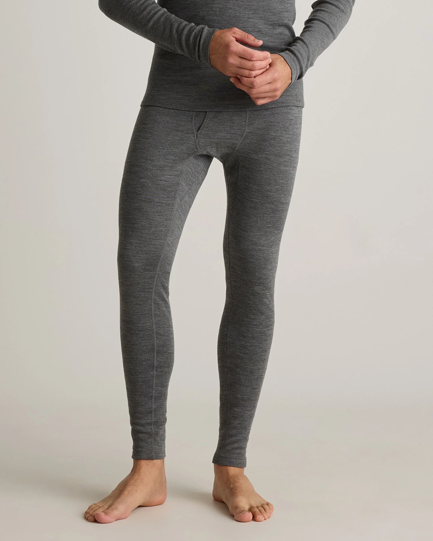 100% Merino Wool Cold Weather Base Layer Bottoms - S / Black