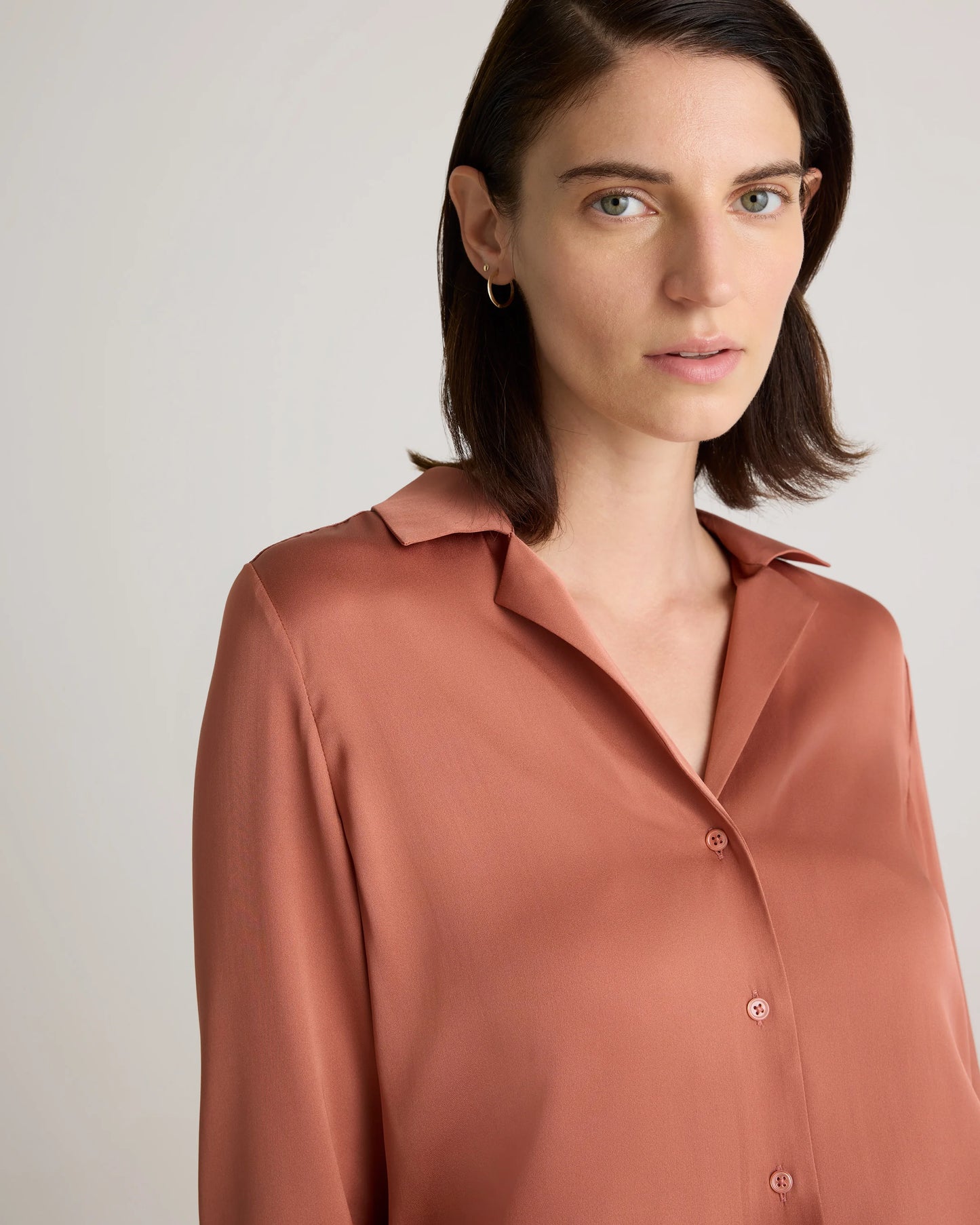 Washable Stretch Silk Notch Collar Blouse - XS / Moonstone Blue