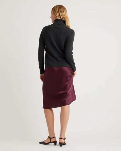 100% Washable Silk Skirt - XS / Champagne