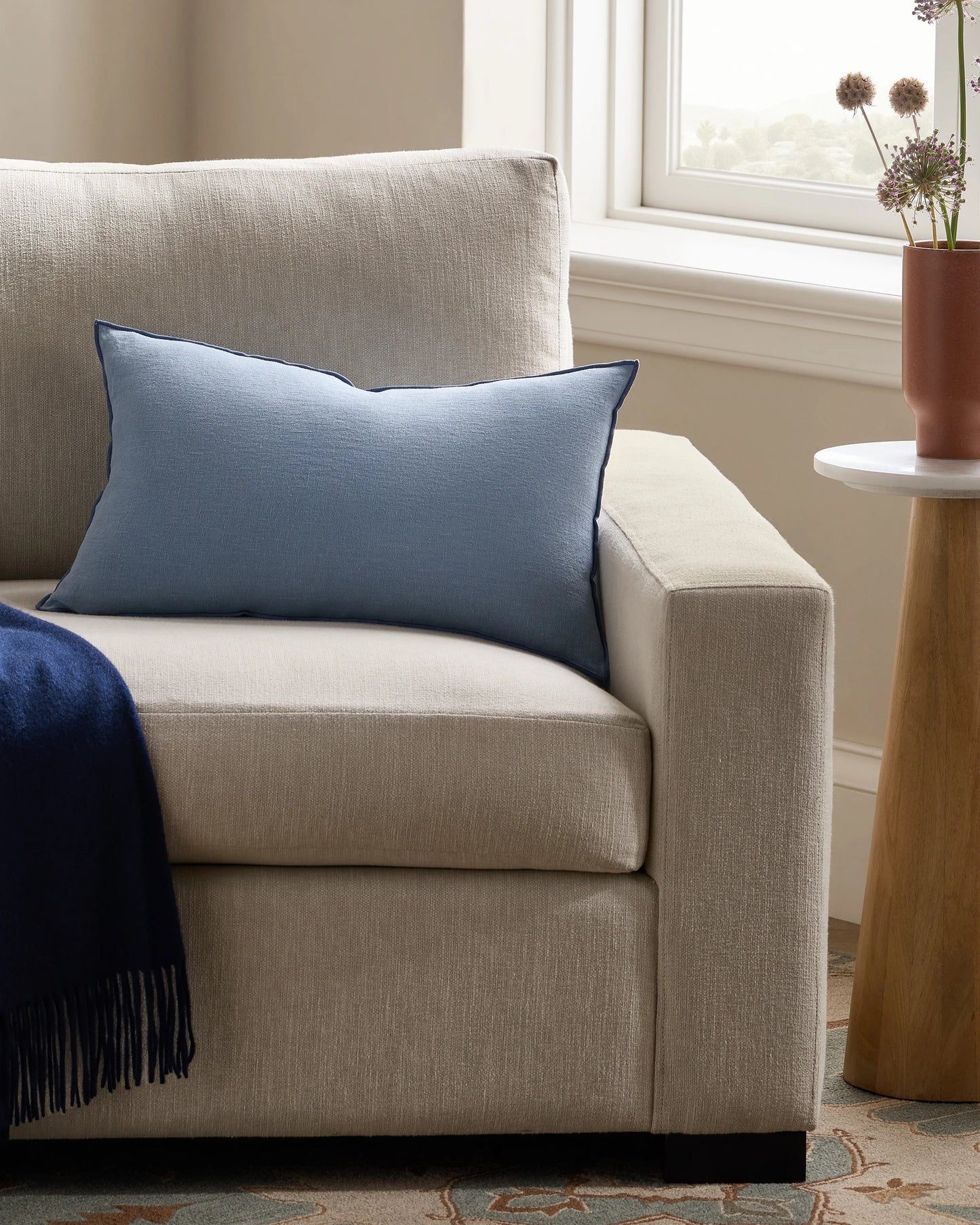 Contrast European Linen Pillow Cover (Set of 2) - 12x20 / Sage/Pine