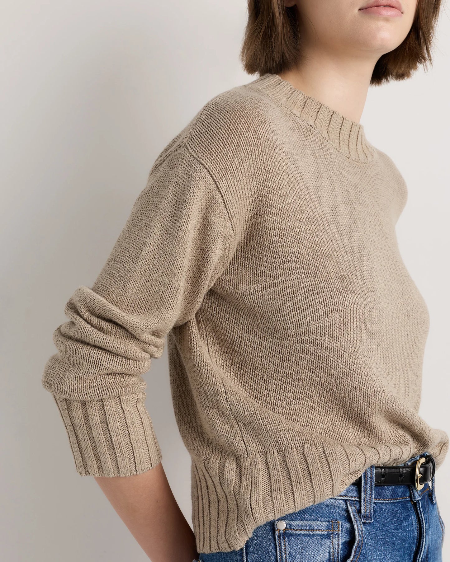 Cotton Linen Relaxed Crew Sweater - XS / Canyon Burnt Orange