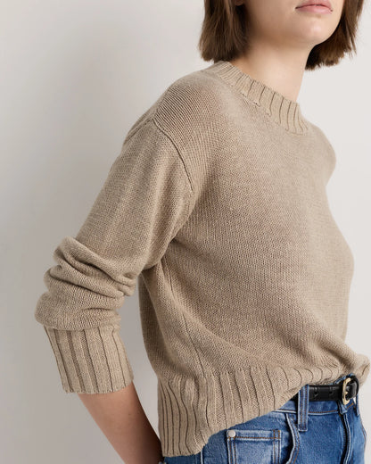 Cotton Linen Relaxed Crew Sweater - XS / Canyon Burnt Orange
