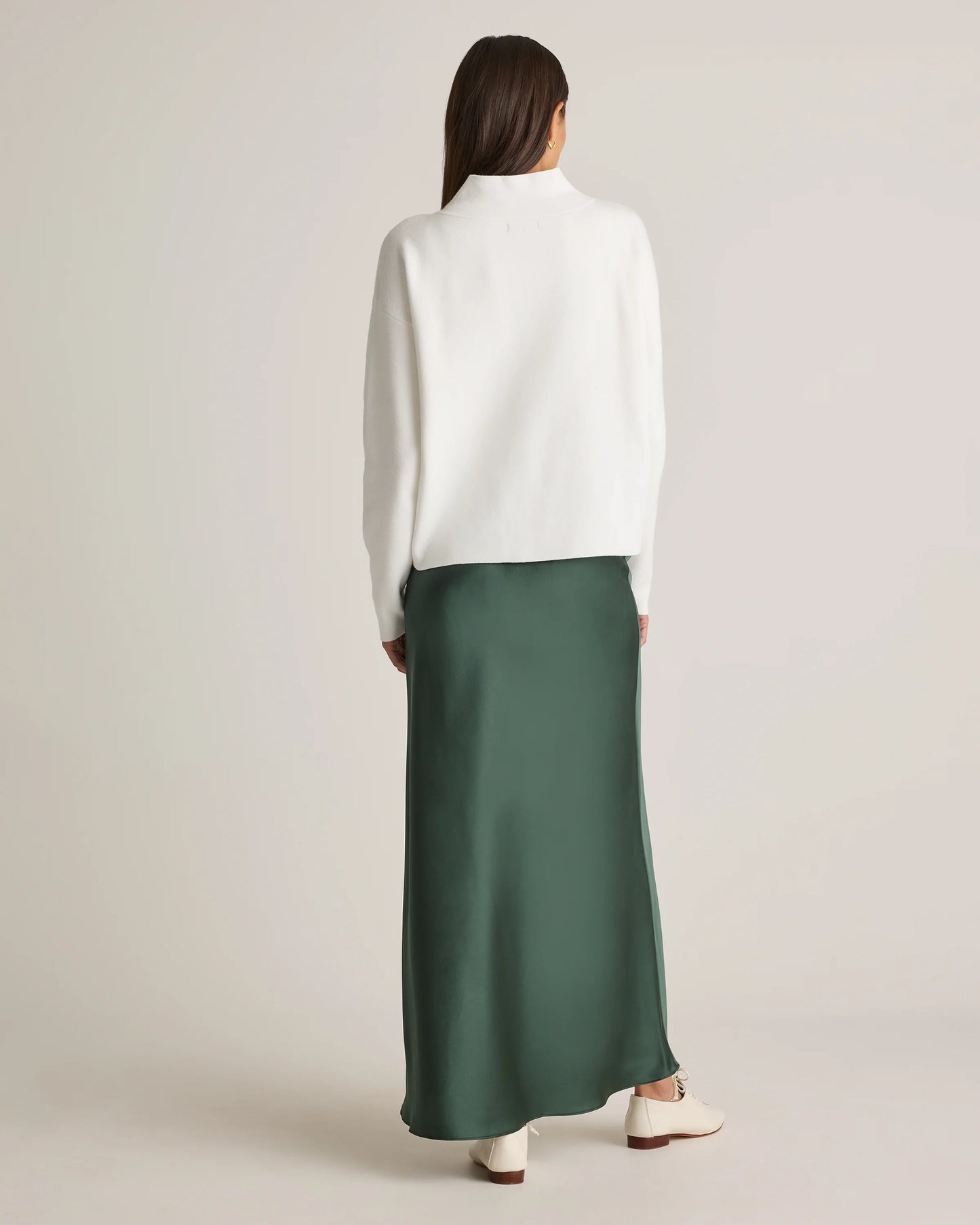100% Washable Silk Maxi Skirt - XS / Champagne