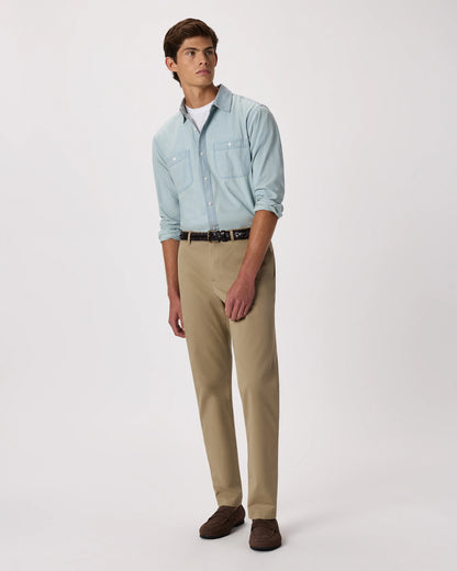 100% Organic Chambray Long Sleeve Shirt - S / Light Chambray