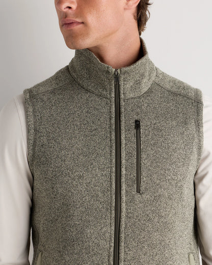 Sweater-Knit Fleece Full-Zip Vest - S / Heather Mineral Green
