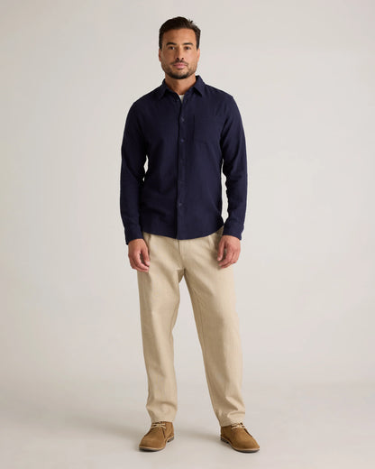 Organic Cotton Stretch Selvage Shirt - S / Mini Blue Stripe