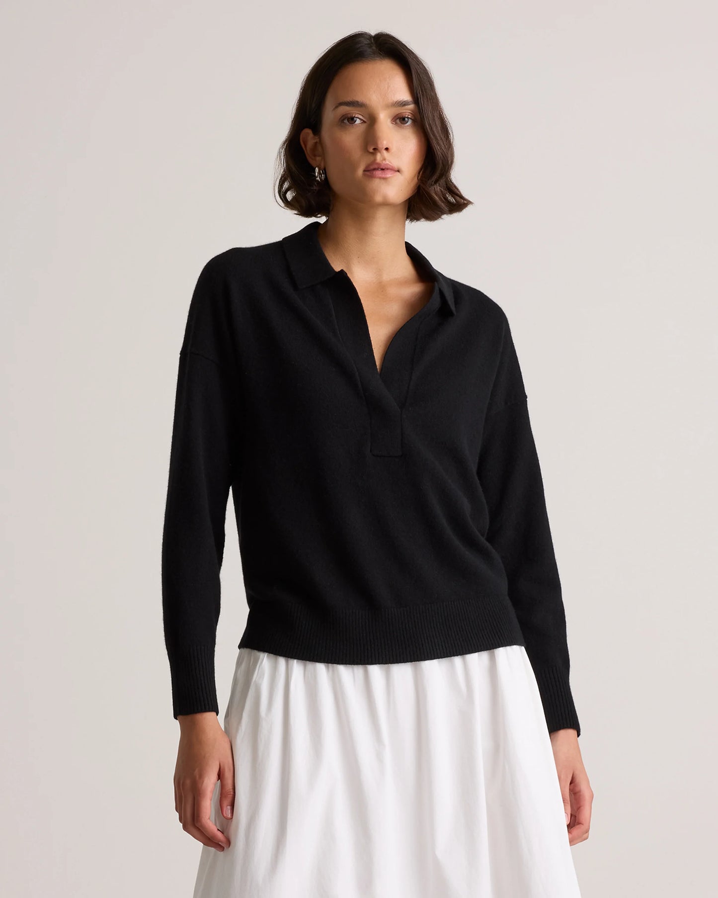Mongolian Cashmere Polo Sweater - XS / Pale Custard Yellow