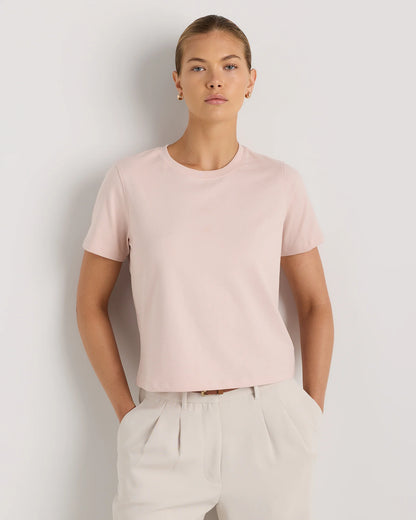 100% Organic Cotton Boxy Crewneck Tee - XS / Shell Pink