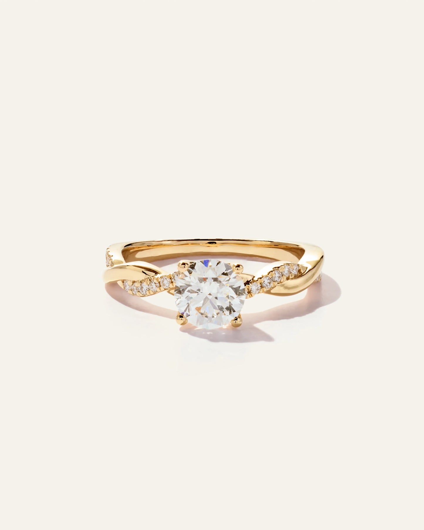 Lab Grown Diamond Round Twisted Engagement Ring - 1ct - 4 / Yellow Gold