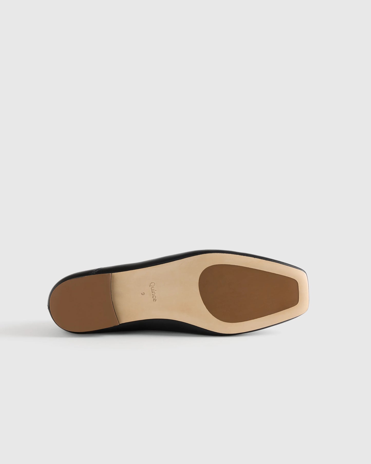 Italian Leather Square Toe Ballet Flat - 5 / Cognac